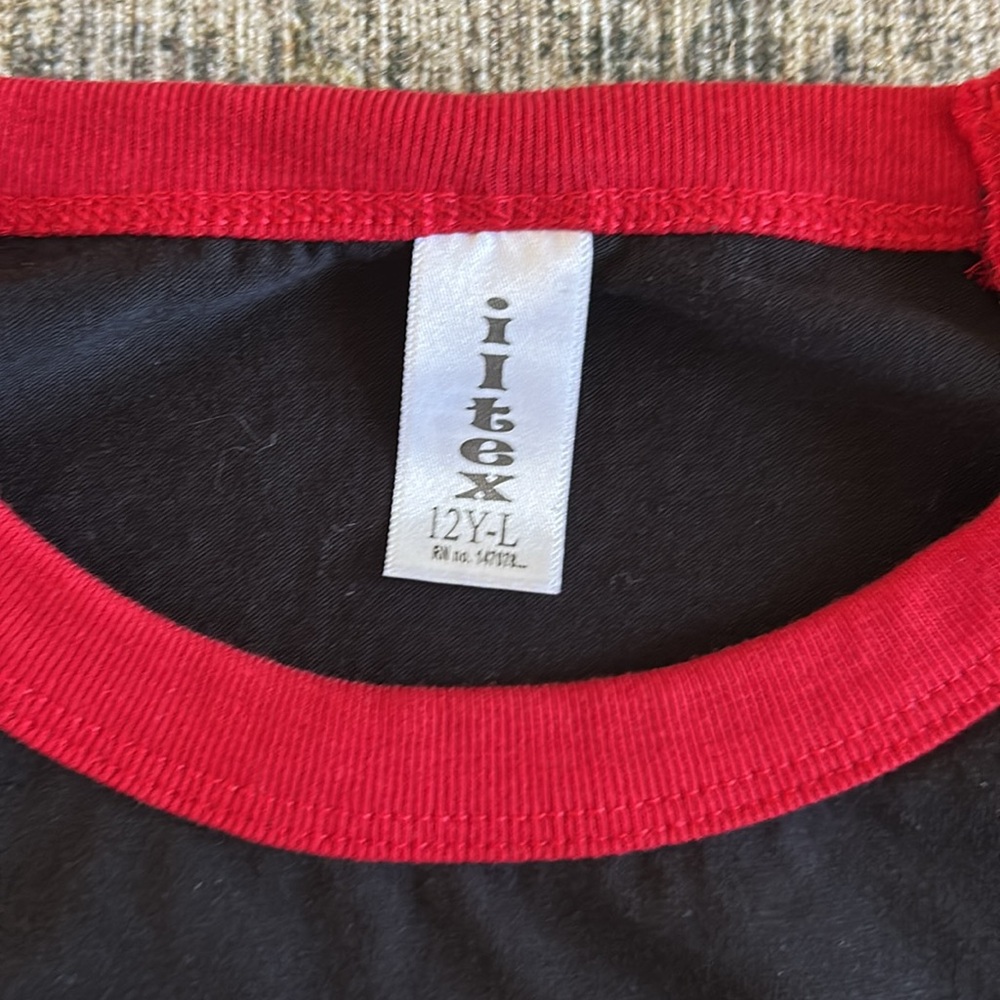 Kids Black and Red Raglan Shirt - Picture 2 of 2